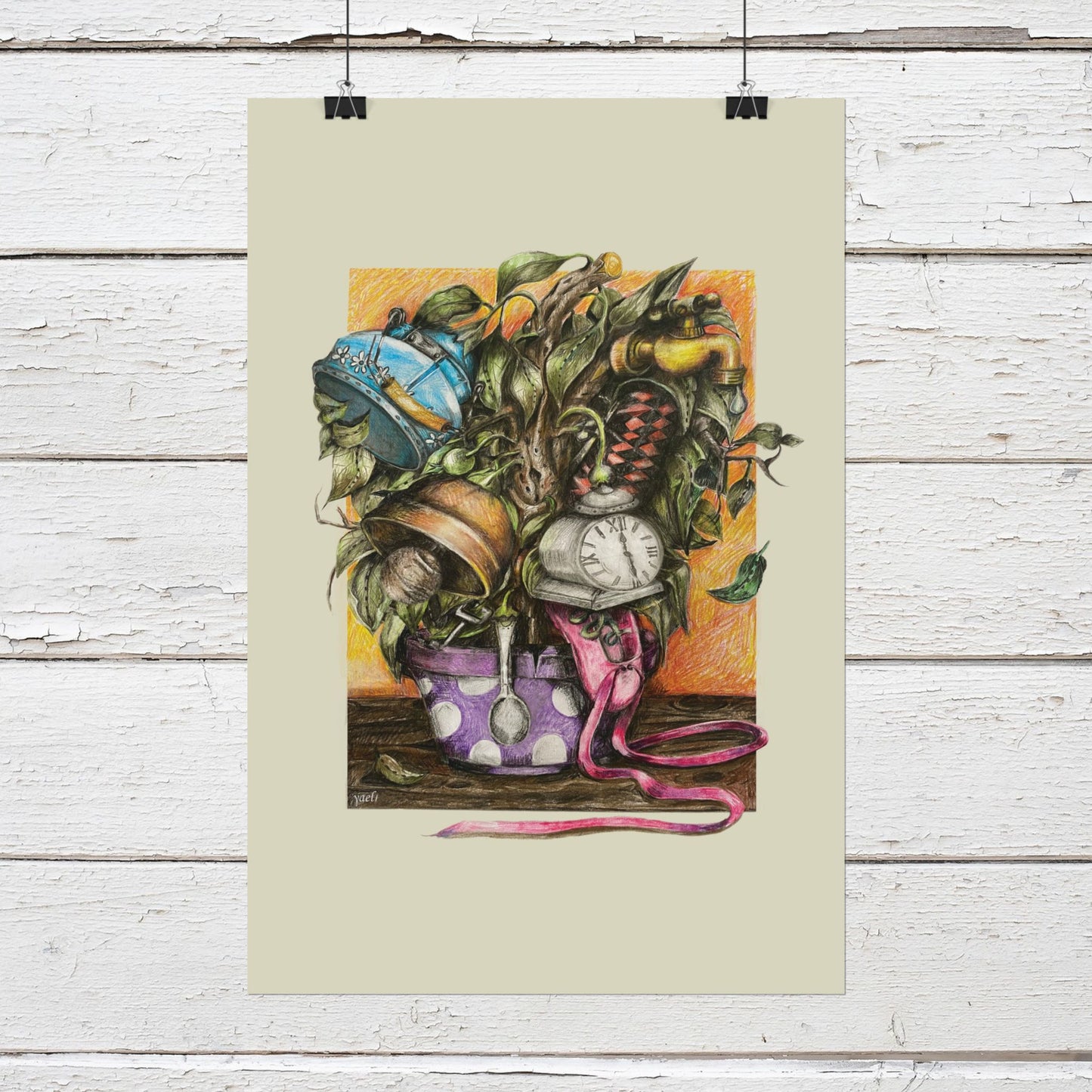 Unleash your creativity with our magical crayon drawing poster featuring a whimsical pot that grows delightful objects like a faucet, purse, ballet shoe, and key. This enchanting artwork radiates a retro and vintage vibe, making it the perfect addition to any cool room. Ideal for teenagers or students who adore Harry Potter, this frameless poster adds charm and personality to your space. Elevate your decor and inspire imagination with this unique piece that promises to be a conversation starter!