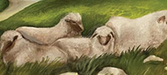 Peaceful Sheep in Field Oil Painting