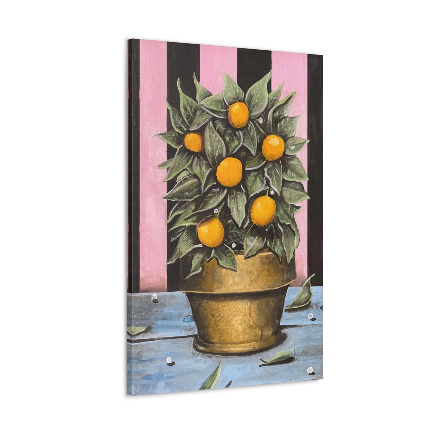 Canvas Wall Art Orange Branch Oil Painting