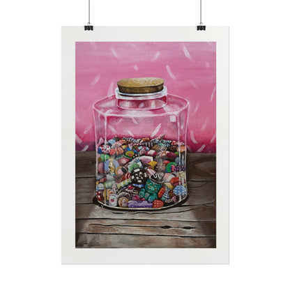 Discover the delightful charm of this oil painting in soft pink tones, featuring a whimsical jar overflowing with chocolates and candies. Among the treats, a playful jelly candy shaped like a bear steals the spotlight, adding a touch of nostalgia to your decor. This enchanting artwork is perfect for framing, yet it brings vibrant life to any room even without a frame. Elevate your space with sweetness and style—ideal for candy lovers or those looking for a unique touch to their home aesthetic!