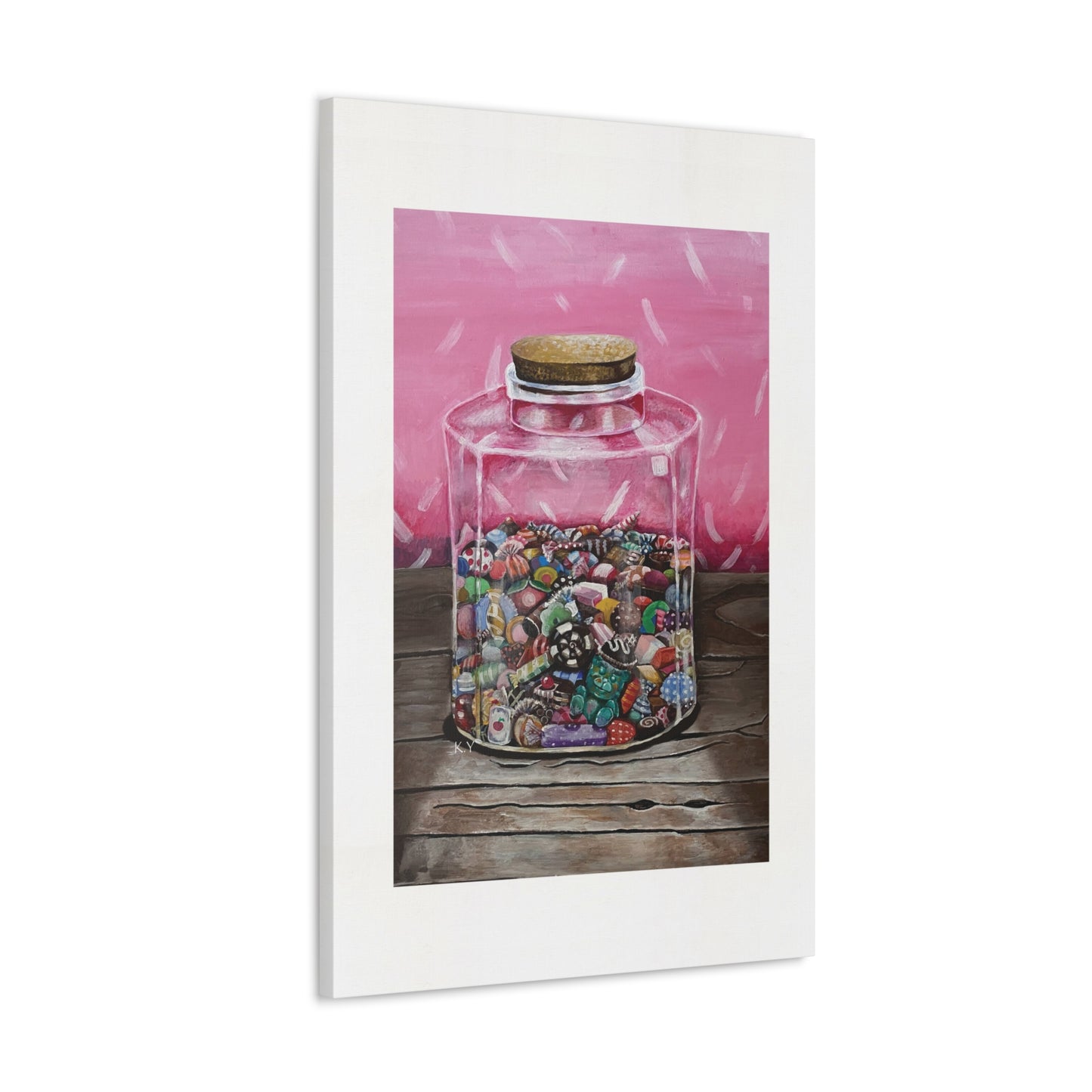 Sweet Treats Pink Oil Painting Jelly Bear Candy