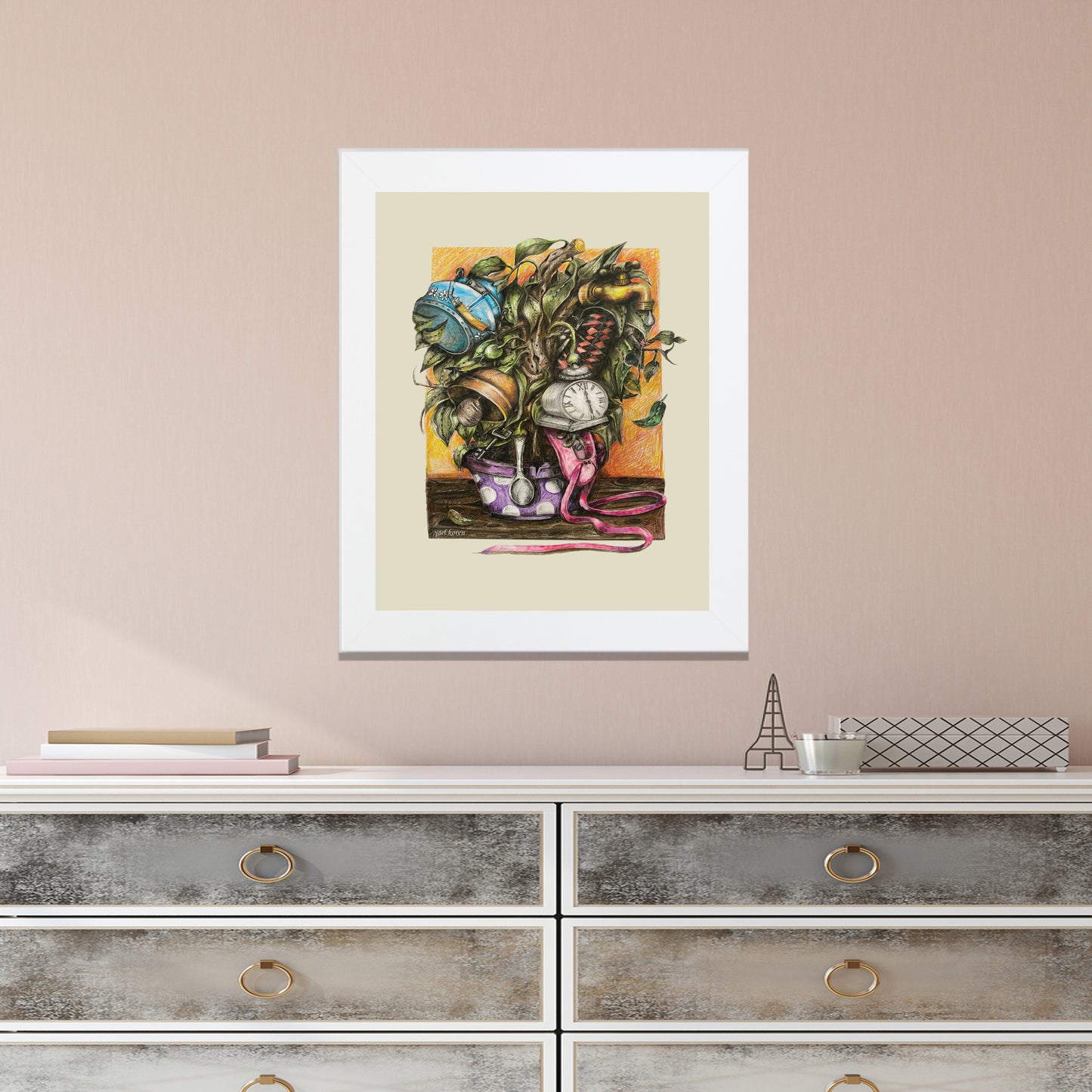 Vertical Poster Enchanted Flowerpot Surreal Art Gift