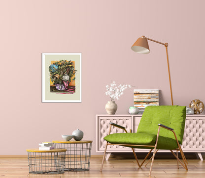 Vertical Poster Enchanted Flowerpot Surreal Art Gift