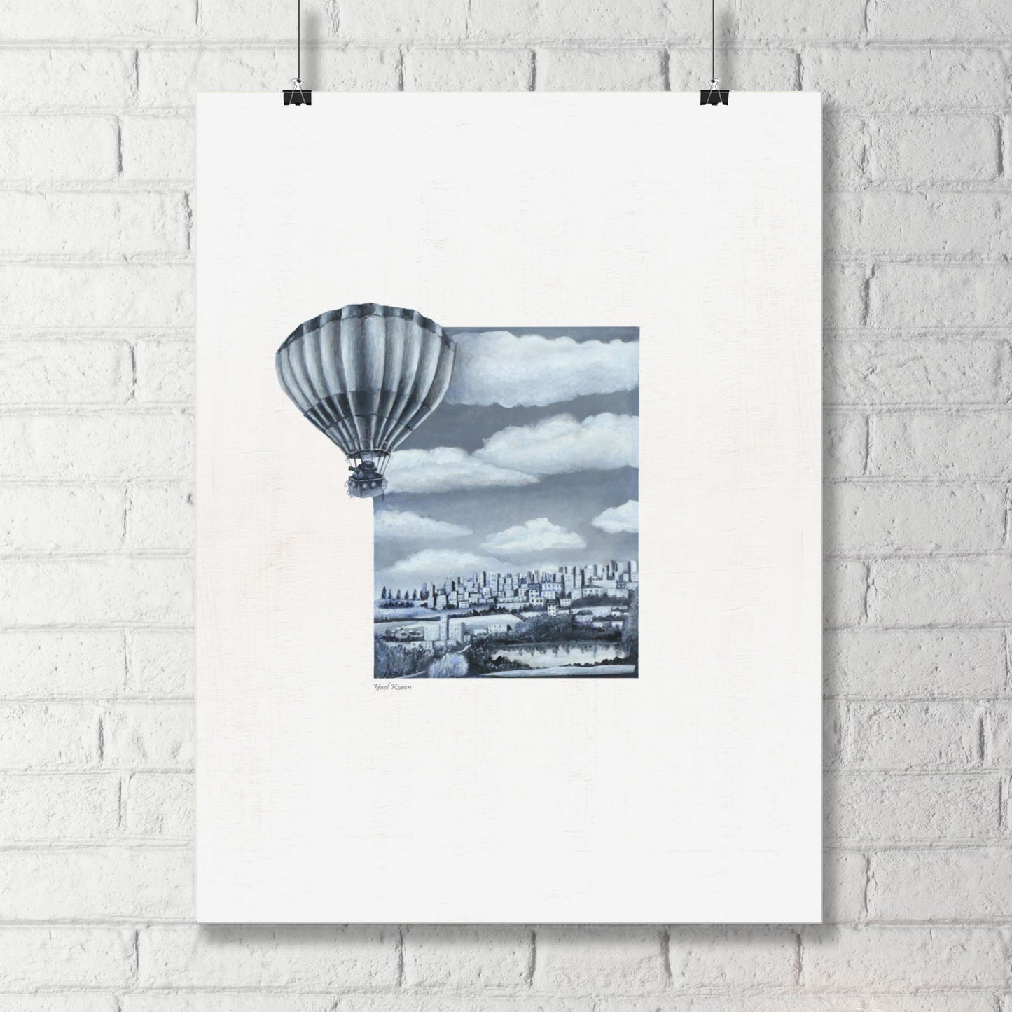 Poster Print - Vintage Hot Air Balloon Landscape