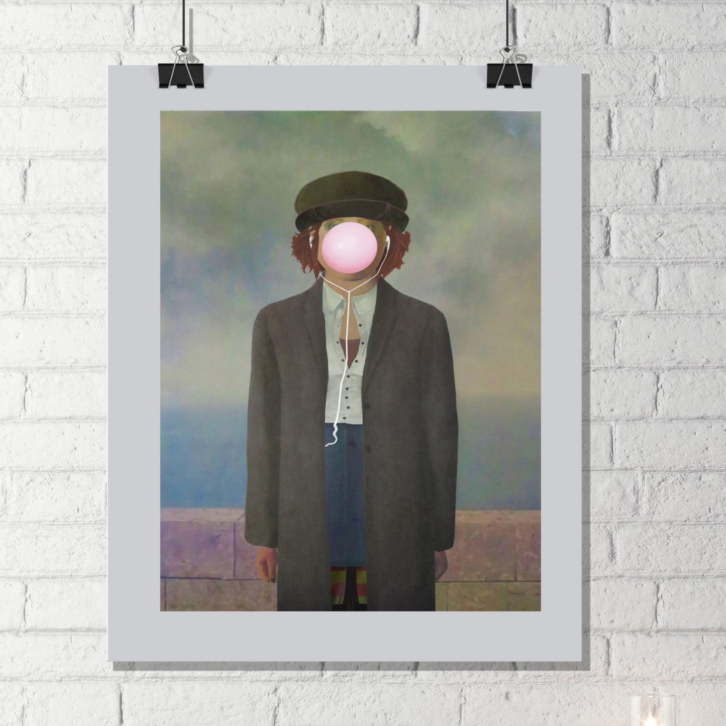 Transform your space with this stunning poster inspired by René Magritte's iconic work, Son of Man. This youthful and modern interpretation captures the essence of the original while adding a contemporary touch to your decor. Perfect for framing or sticking directly on the wall, this artwork will elevate any room with its unique charm. Celebrate the blend of classic art and modern aesthetics in your home or office. Ideal for art lovers and those seeking a distinctive statement piece!