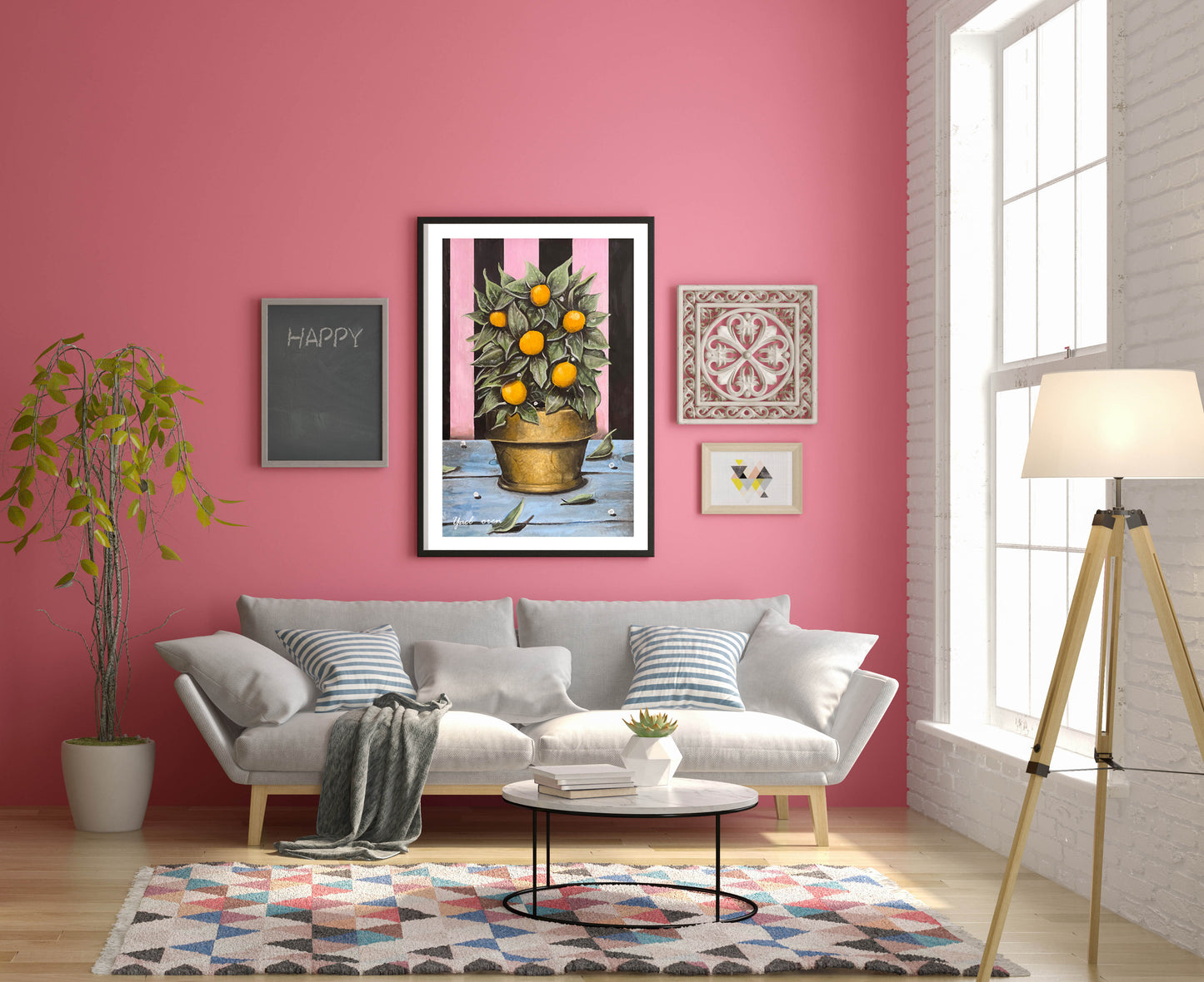 If you like dominant colors in your place of residence. This is exactly the painting for you! On a wall painted in dark pink, the painting will catch everyone's eye. Suitable for an apartment designed in a feminine style. A powerful painting for every living room