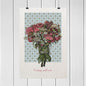 Elevate your space with this beautiful vertical poster featuring a realistically drawn bouquet of pink flowers, set against a light blue wallpaper adorned with delicate floral patterns. Perfect for adding a touch of elegance, this unframed poster is an ideal decoration for a girl's room. Its soft colors and intricate details will inspire a serene and charming atmosphere. Transform your decor effortlessly with this stunning piece that combines artistry and sophistication, making it a must-have for any stylis