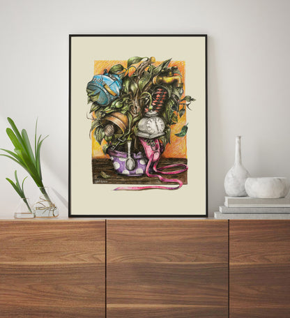 Vertical Poster Enchanted Flowerpot Surreal Art Gift