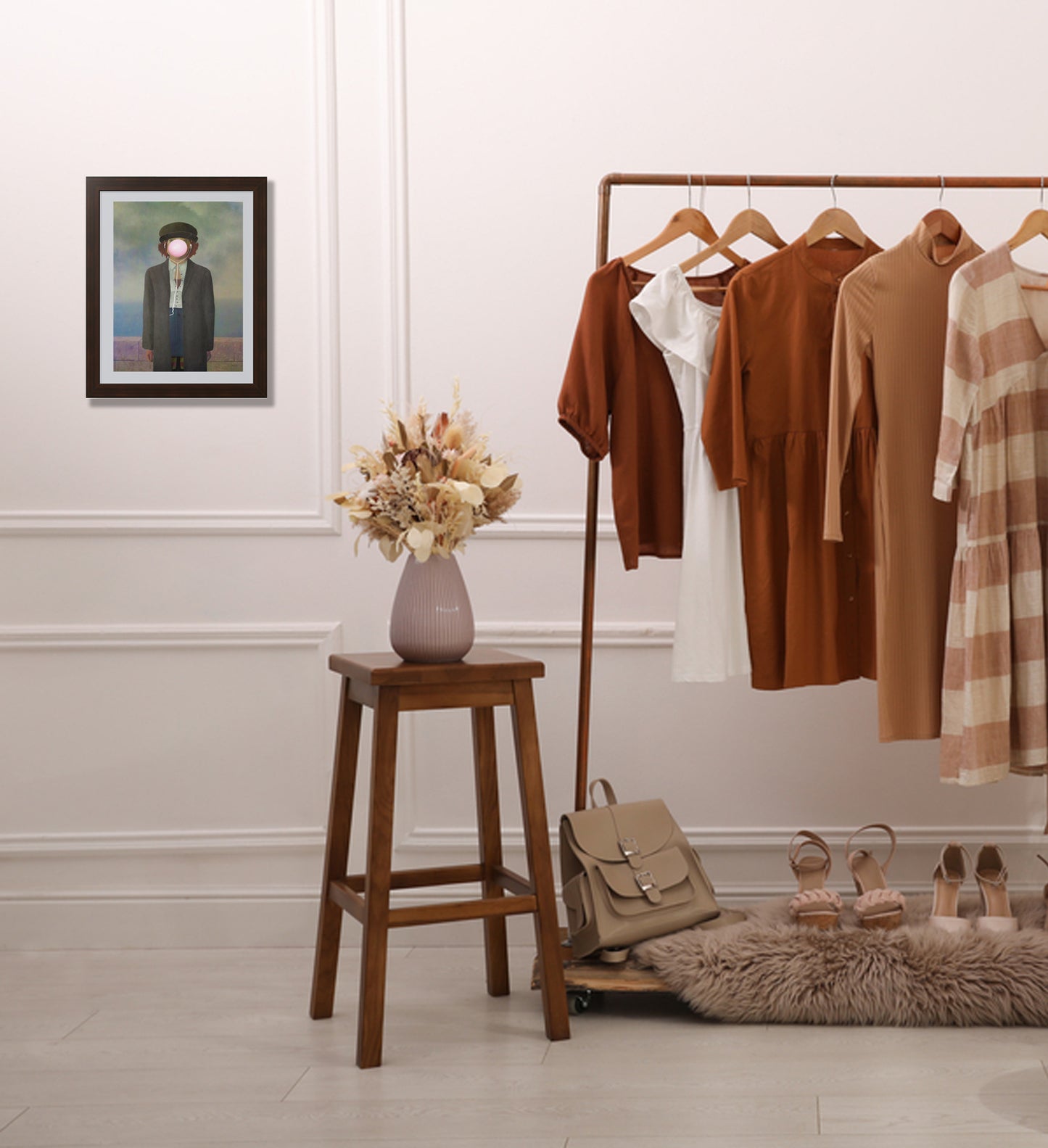 Discover our stunning poster inspired by René Magritte's iconic creation, Son of Man, reimagined in a youthful and modern style. This unique artwork seamlessly blends classic surrealism with contemporary design, making it the perfect addition to your boutique store or luxury second-hand shop. Elevate your space with this eye-catching piece that sparks conversation and intrigue. Ideal for art lovers and stylish retailers alike, our poster adds a sophisticated touch to any environment. 