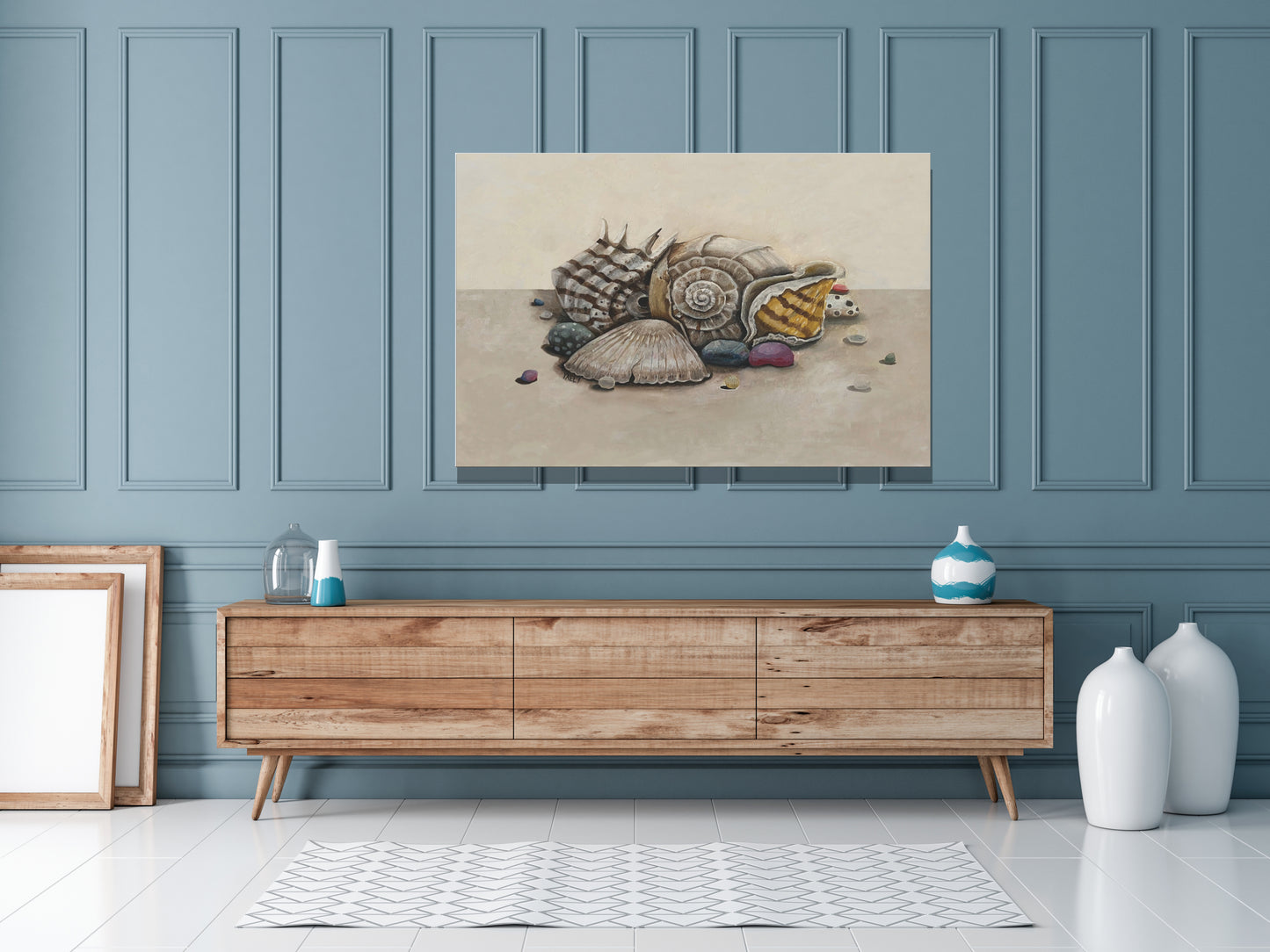 Canvas Gallery Wraps - Seashell Oil Painting Print for Beach House Decor