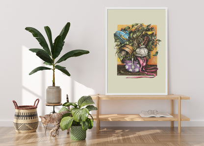 Vertical Poster Enchanted Flowerpot Surreal Art Gift