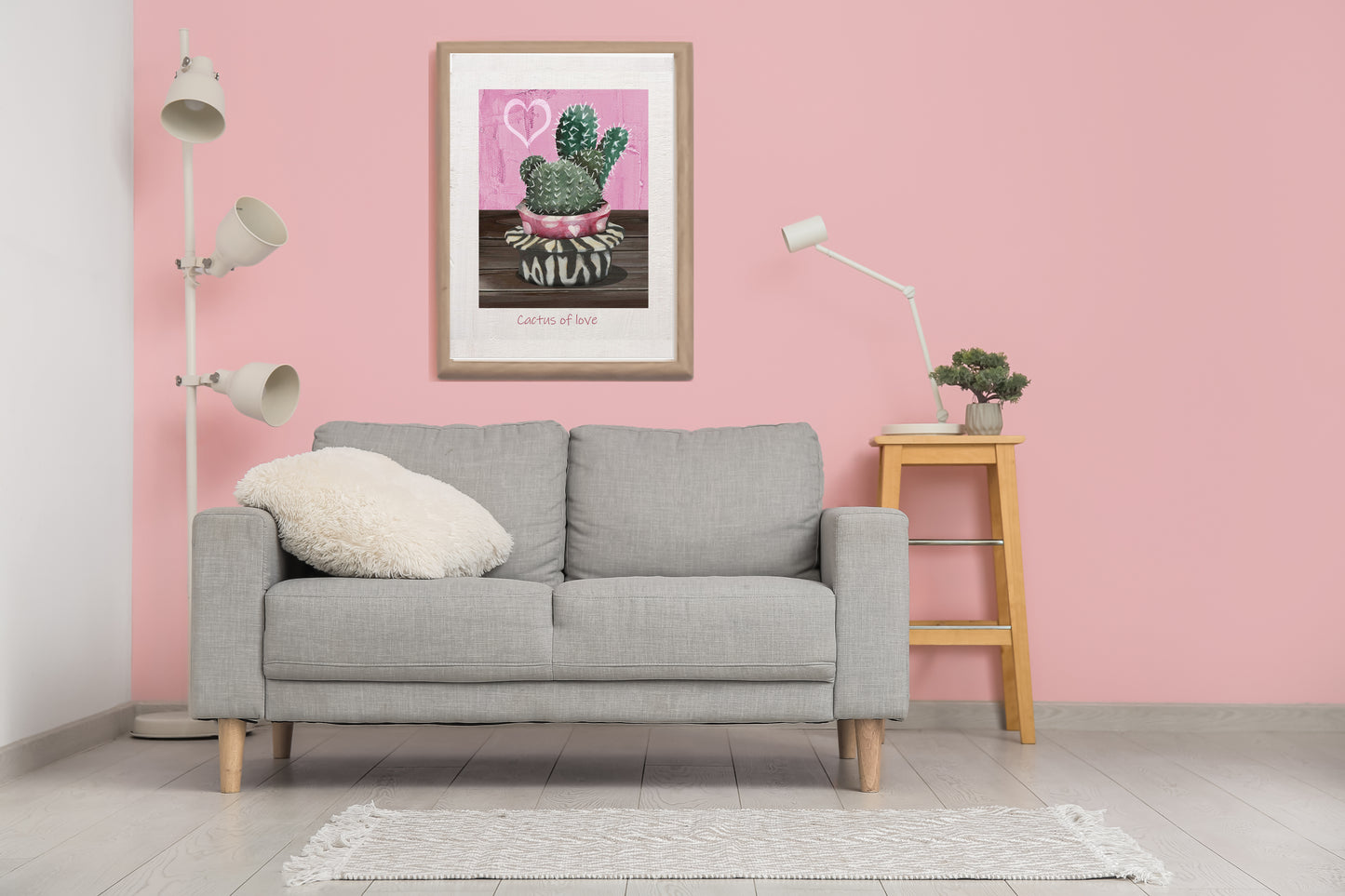 Vertical Poster - Cacti in Pink Vessel Oil Painting