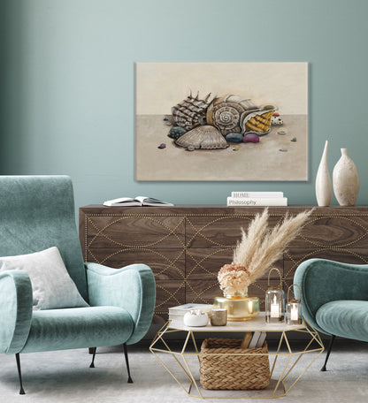 Canvas Gallery Wraps - Seashell Oil Painting Print for Beach House Decor