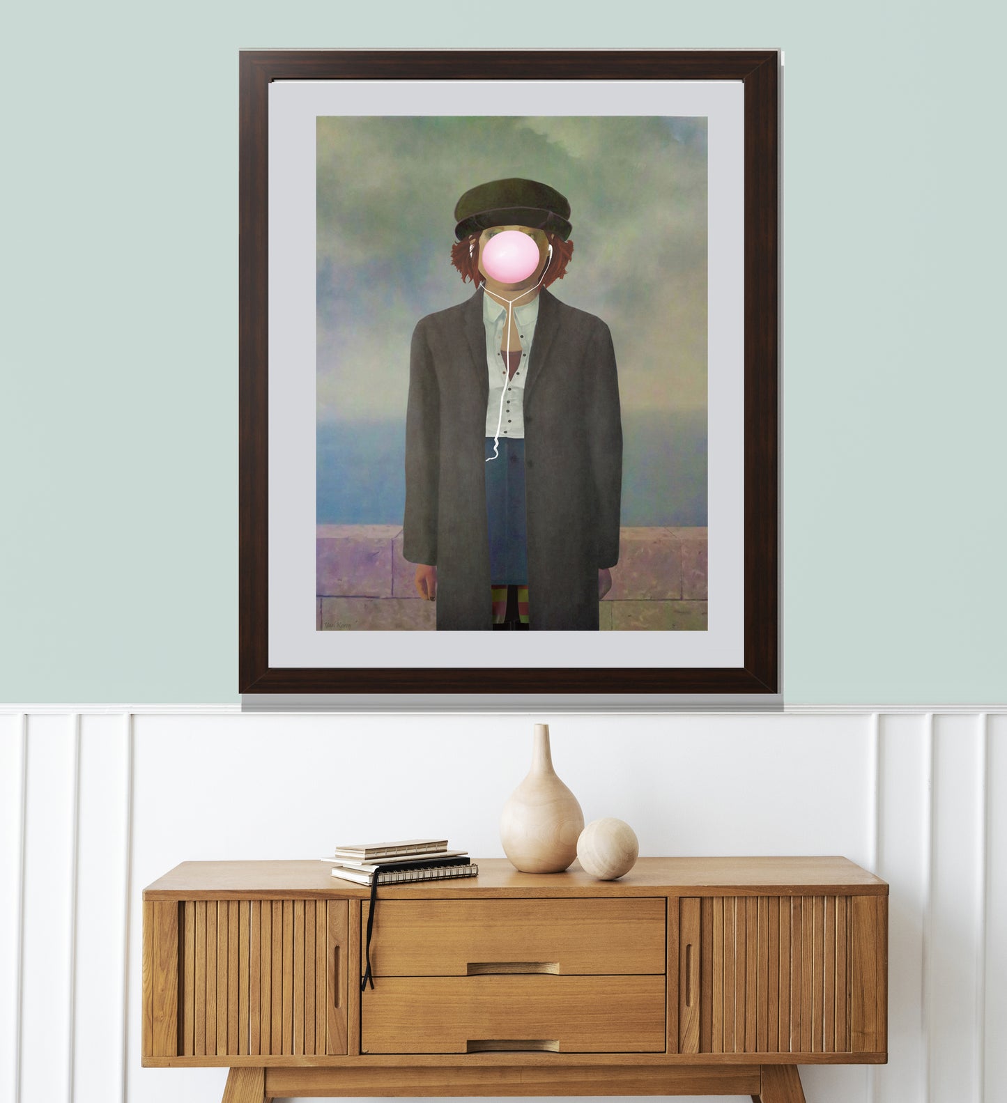 This stunning poster is inspired by René Magritte's iconic work Son of Man, reimagined in a youthful and modern version. Perfect for retro-style home decor, it effortlessly adds sophistication and charm to any space. Whether you're an art lover or simply looking to elevate your interior design, this unique piece serves as a captivating focal point. Elevate your walls with this blend of classic artistry and contemporary flair, making it an ideal addition to your home or a thoughtful gift for someone special.