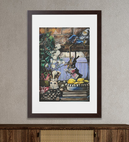 Whimsical Gnome Art Print Framed – Cozy Vintage Charm for Any Space