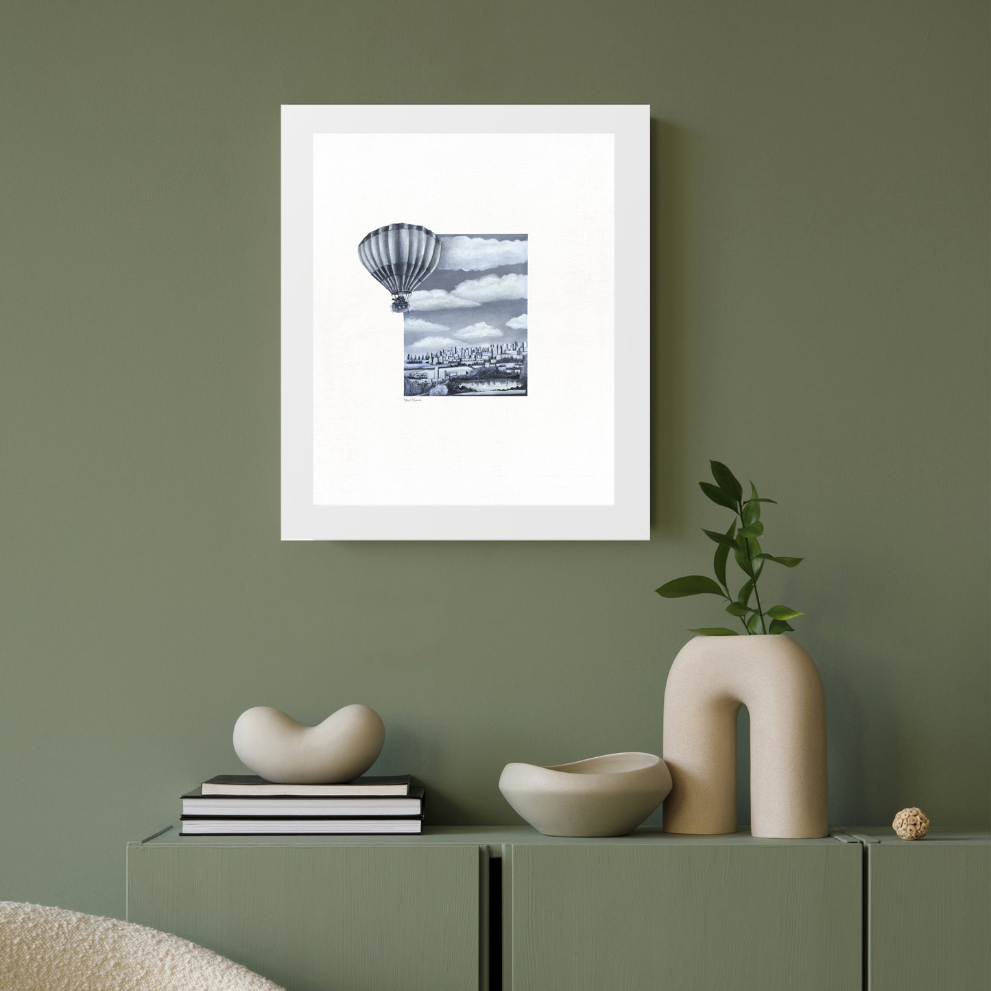 Poster Print - Vintage Hot Air Balloon Landscape