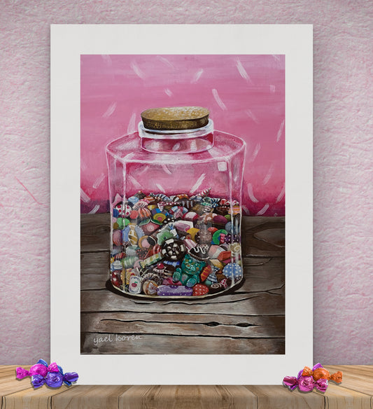 Sweet Treats Pink Oil Painting Jelly Bear Candy