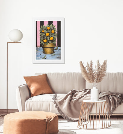 Add color to your living room with this special still life painting. It will give a refreshing contrast to the living room in pastoral colors.